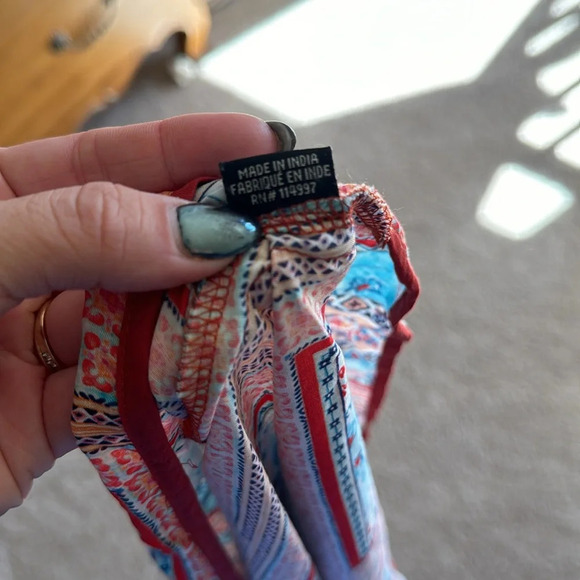 Anthropologie Feathers By Tolani Womens Red and Blue Short Sleeve Kimono Robe OS - Picture 7 of 7